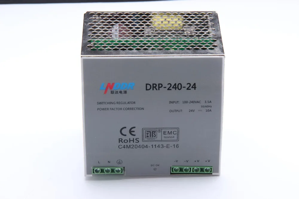 DR-240-24 постоянный ток 24 в 10 А Импульсный источник питания 240 Вт рельсового типа