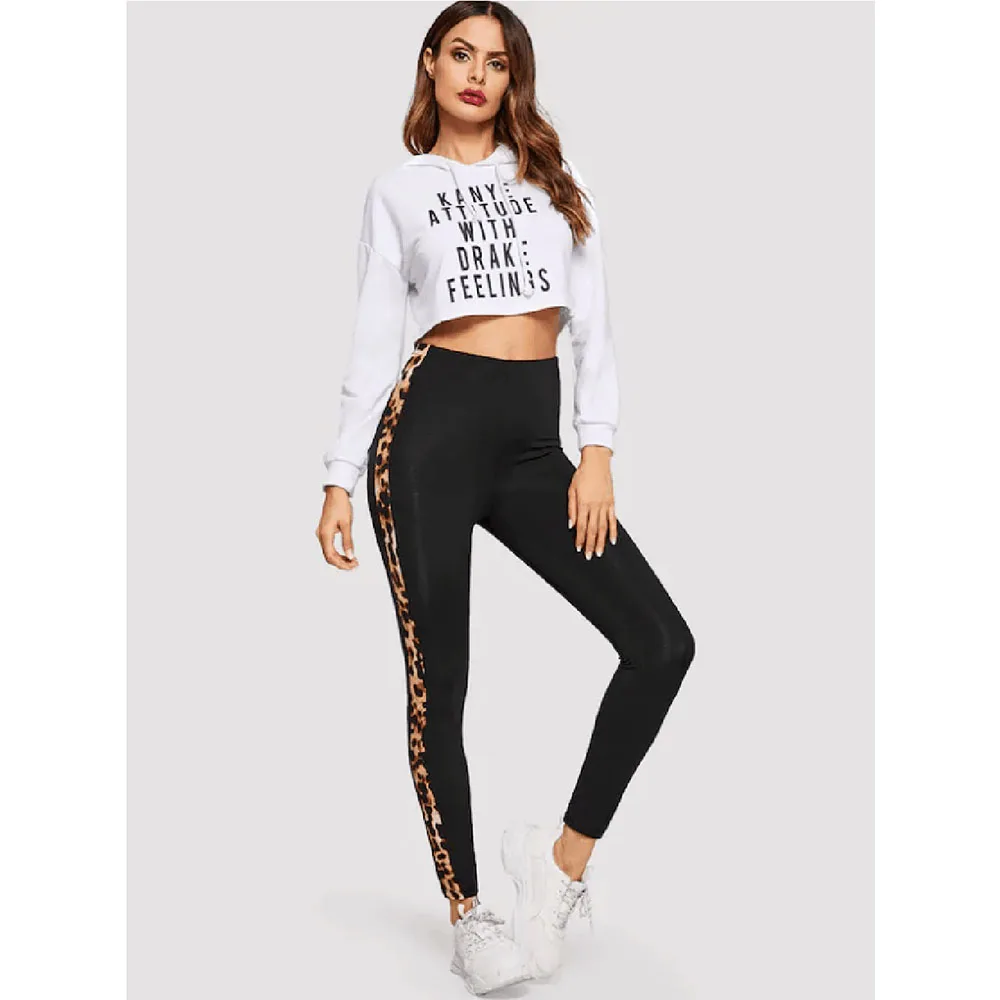 Women High Waist Gym Pants Leopard Print Leggings Female Fitness Sport Running Exercise Jogging Trousers | Спорт и развлечения