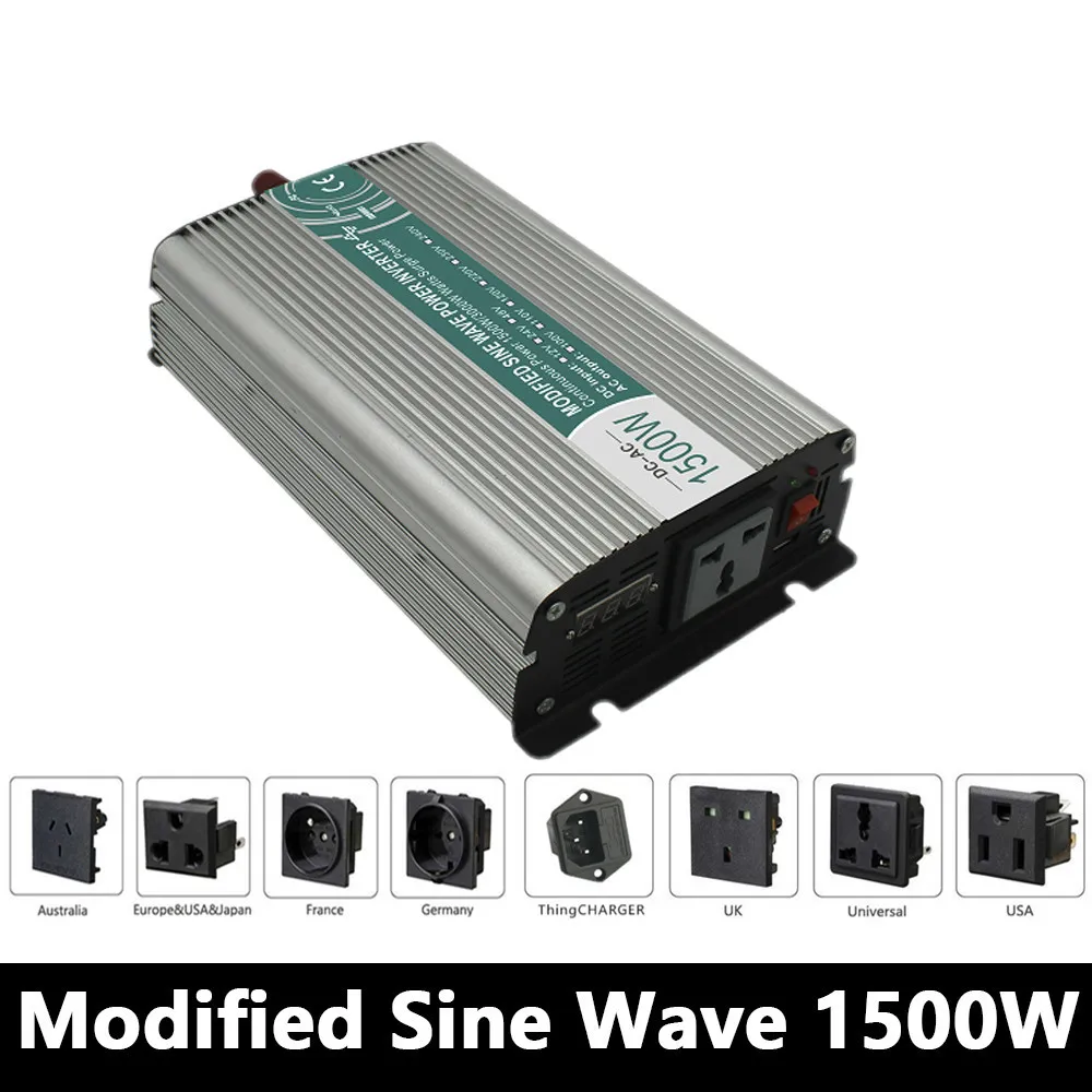 1500W Modified Sine Wave Inverter,DC 12V/24V/48V To AC 110V/220V,off Grid Power Invertor,voltage Converter for Battery Panel
1500W Modified Sine Wave Inverter,DC 12V/24V/48V To AC 110V/220V,off Grid Power Invertor,voltage Converter for Battery Panel