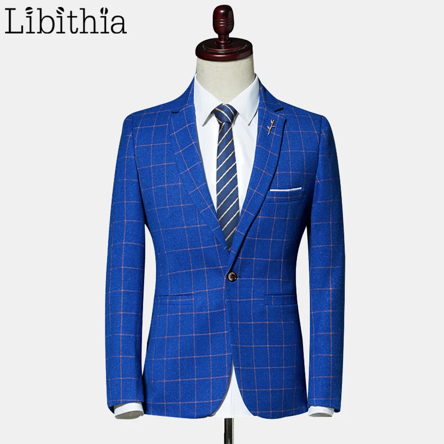 Men's Plaid Print Blazers Slim Fit One Button Party Dress Wedding Fashion Suit Blazers Blue Grey Red M-3XL Male Clothes T277
Men's Plaid Print Blazers Slim Fit One Button Party Dress Wedding Fashion Suit Blazers Blue Grey Red M-3XL Male Clothes T277