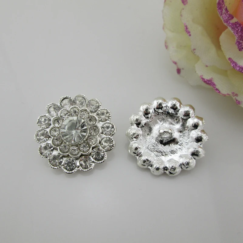 (BT187 24mm)20pcs hot sale shank rhinestone buttons for craft silver or gold
