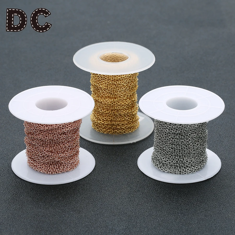 DC 10yards/roll 1.5/2/3mm Width Gold Color Stainless Steel Chain Cross Link Chains for Necklaces Bracelets DIY Jewelry Finding
DC 10yards/roll 1.5/2/3mm Width Gold Color Stainless Steel Chain Cross Link Chains for Necklaces Bracelets DIY Jewelry Finding