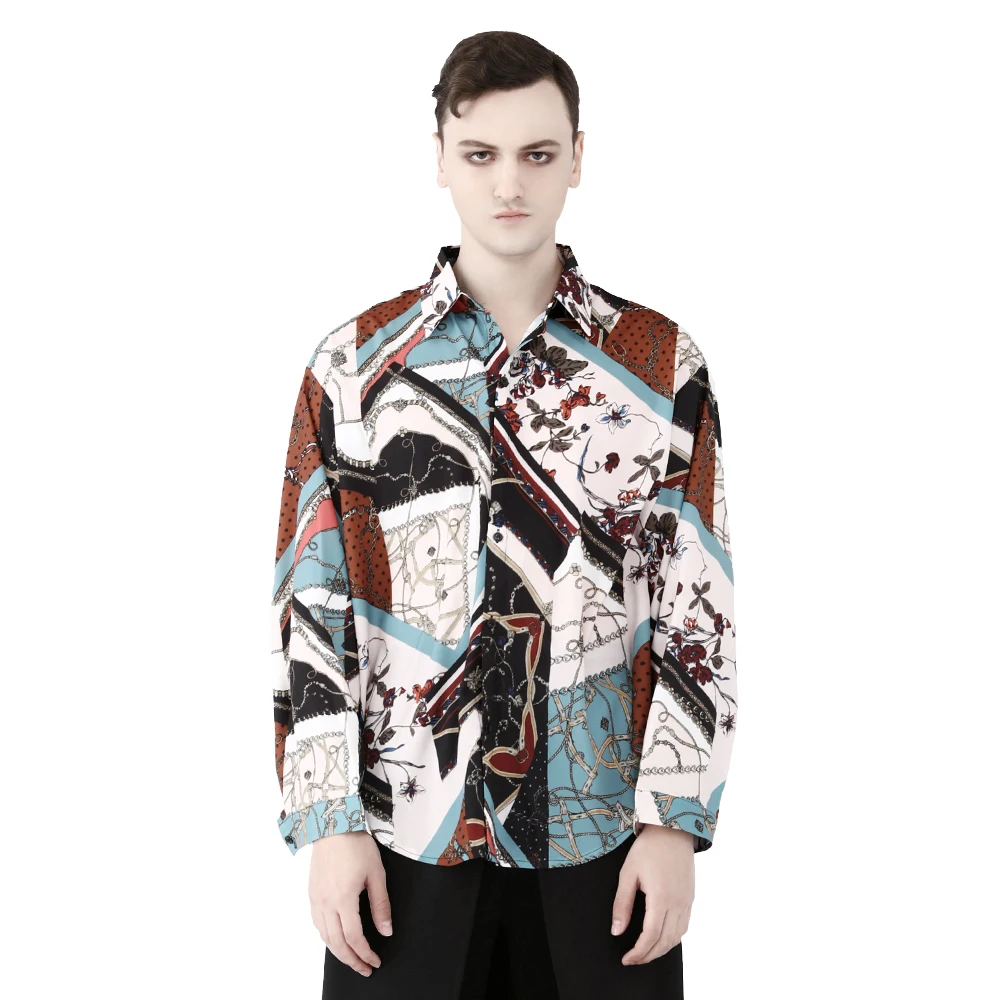 Vintage Printing Loose Long Sleeve Cotton Shirt Men's Wild Personality Bat Sleeve Turn-down Collar Casual Blouse Tops
Vintage Printing Loose Long Sleeve Cotton Shirt Men's Wild Personality Bat Sleeve Turn-down Collar Casual Blouse Tops