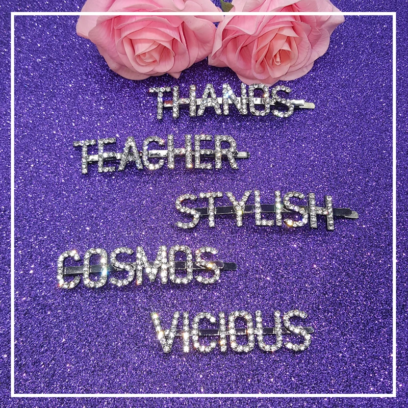 Unique Hair Accessories Rhinestone Words Hairclip Blingbling Bobby Pins Hairslide High Quality Hair Jewelry Gift Wholesale
Unique Hair Accessories Rhinestone Words Hairclip Blingbling Bobby Pins Hairslide High Quality Hair Jewelry Gift Wholesale