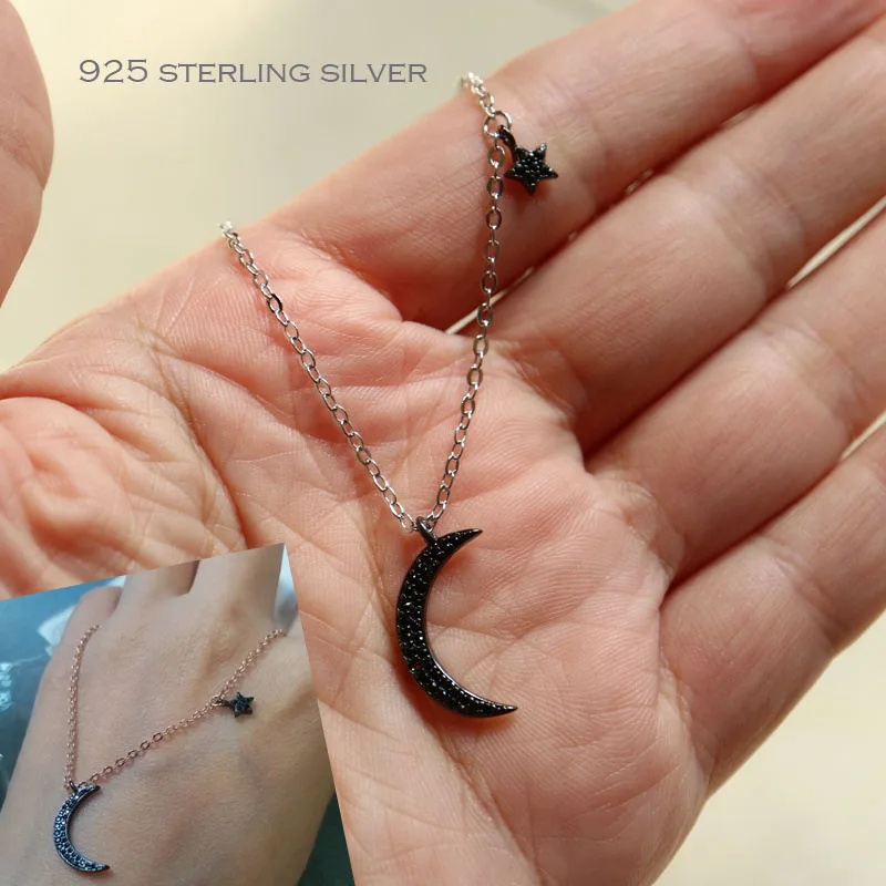 Fashion Black moon star 925 Sterling Silver pendant necklace For Women Fashion silver choker jewelry necklaces for girls
Fashion Black moon star 925 Sterling Silver pendant necklace For Women Fashion silver choker jewelry necklaces for girls