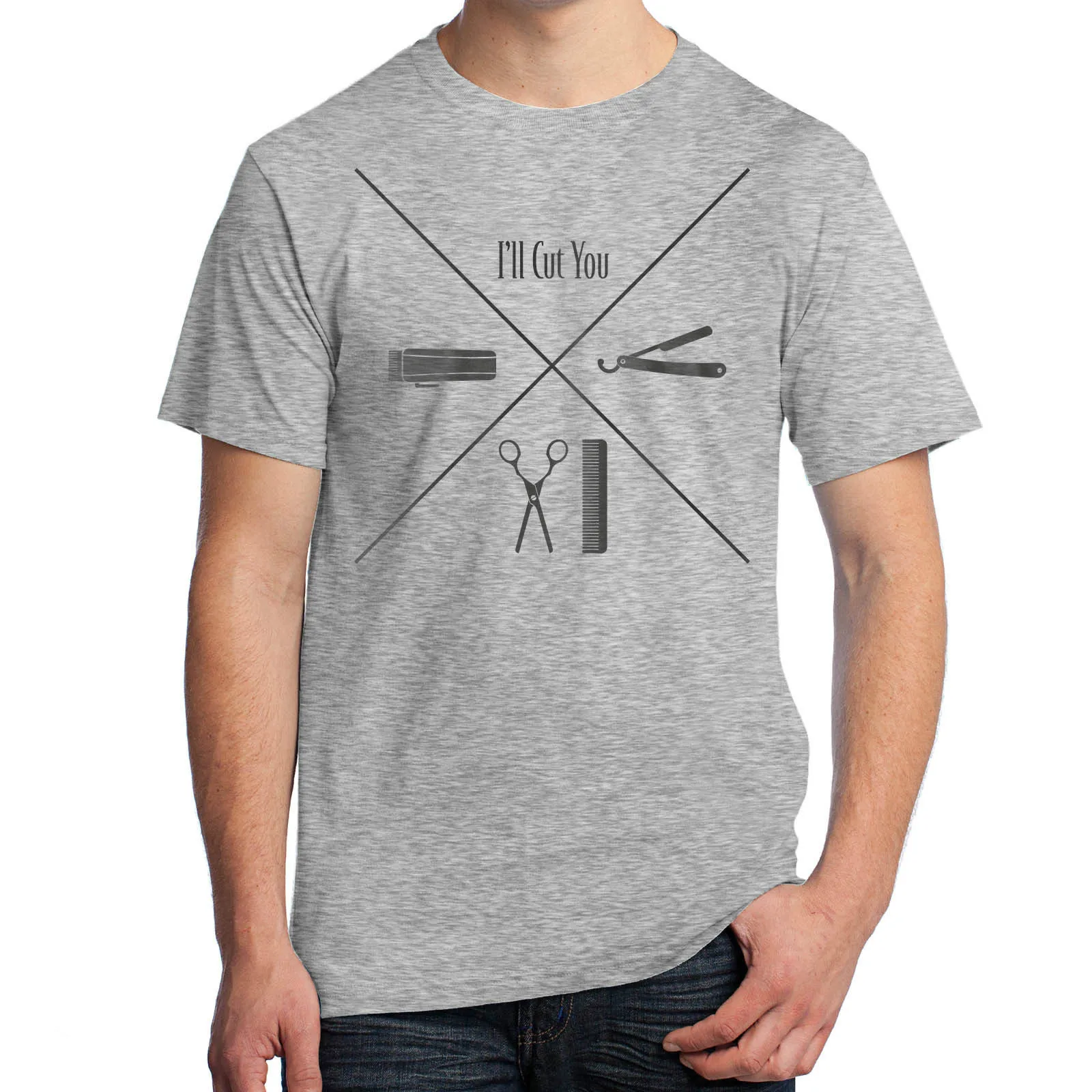 Funny Fashion Printed I'll Cut You Graphic T-Shirt Barbershop Stylist Men's Short Sleeve 100% Cotton Tees size S-3XL
Funny Fashion Printed I'll Cut You Graphic T-Shirt Barbershop Stylist Men's Short Sleeve 100% Cotton Tees size S-3XL