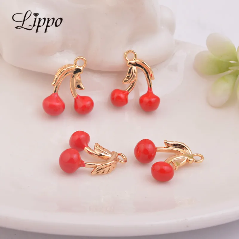 10pcs 13*15mm High Quality Cherry Charm Gold Enamel Fruit Charms For Bracelet Necklace Pendant Nickel free and Lead Free
10pcs 13*15mm High Quality Cherry Charm Gold Enamel Fruit Charms For Bracelet Necklace Pendant Nickel free and Lead Free