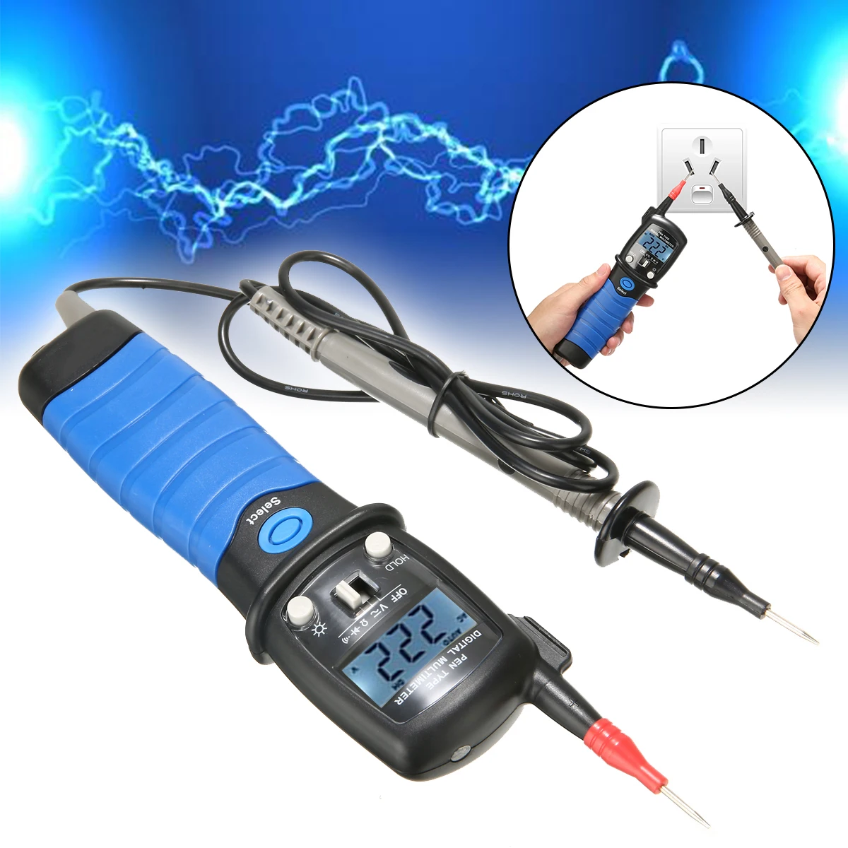 High Quality HP-38B Pen Type Digital Voltmeter Multimeter AC/DC Power Voltage Ohm Continuity Tester Tool With LCD Backlight
High Quality HP-38B Pen Type Digital Voltmeter Multimeter AC/DC Power Voltage Ohm Continuity Tester Tool With LCD Backlight
