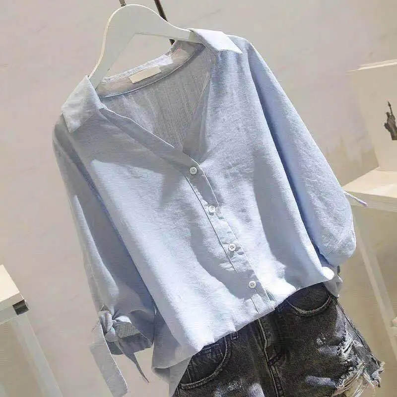 Women Blouse 2019 Fashion Women Cotton Shirt Slim Body Long Sleeved Blouse V Neck Simple Solid White Color Spring&Summer Blusa
Women Blouse 2019 Fashion Women Cotton Shirt Slim Body Long Sleeved Blouse V Neck Simple Solid White Color Spring&Summer Blusa