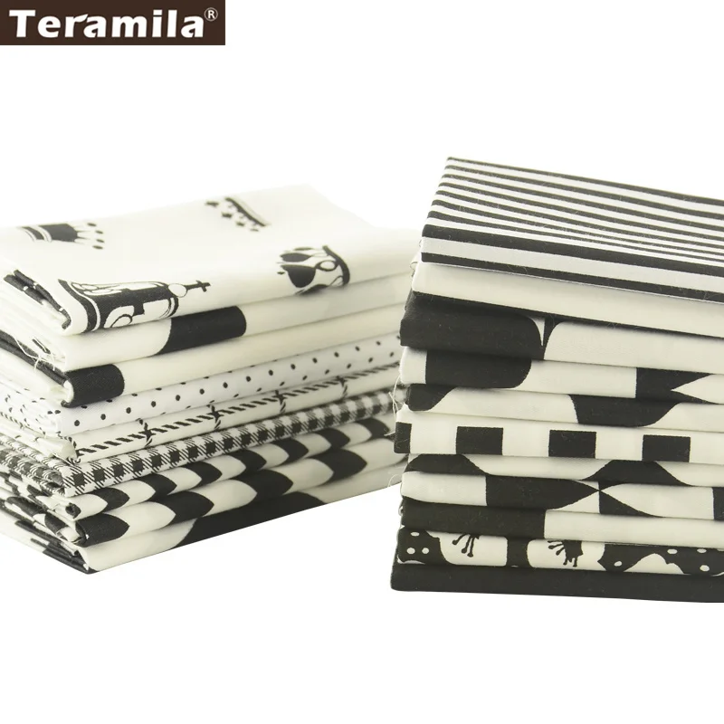 

Teramila Cotton Fabric Quilting Charm Packs Fat Quarter Meter 1-20 Designs Black And White Color Sewing Textile Clothing Tissue