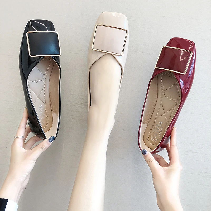 Patent Leather Ladies Flats Women Shoes Woman Flats Female Shallow Soft Bottom Ballet Flats Metal Buckle Square Toe Casual Shoes
Patent Leather Ladies Flats Women Shoes Woman Flats Female Shallow Soft Bottom Ballet Flats Metal Buckle Square Toe Casual Shoes