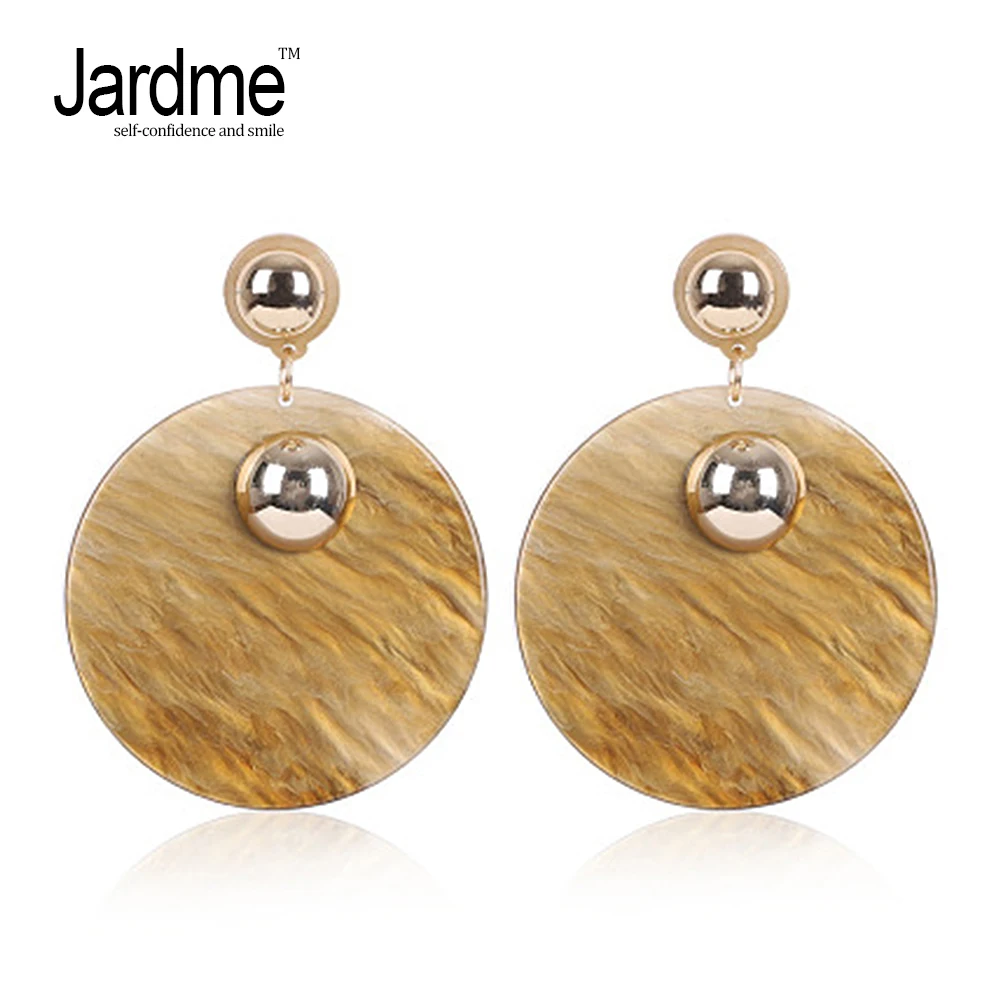 Jardme 2018 Новый Дизайн Акриловая Смола Круглые серьги для Для женщин Boho хлопья