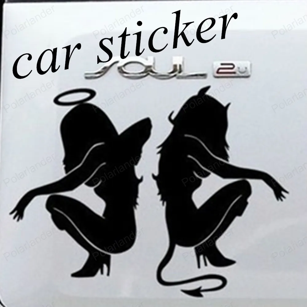 

wholesale 20*15cm waterproof Beauty Sexy Angel and devil stickers top sale Angels and Demons Reflective car stickers
