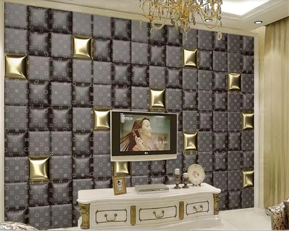 beibehang Custom photo wallpaper 3d bedroom mural checkered stitching soft pack wall background | Обустройство дома