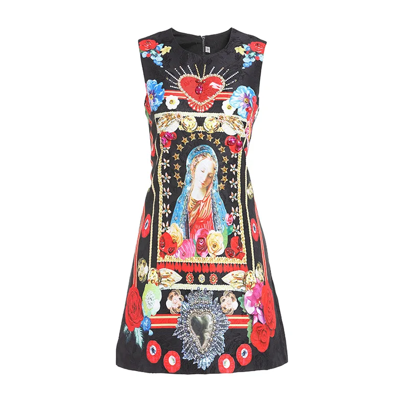 High Quality 2019 Summer New Women Dress Fashion Tide Amazing Diamond Cartoon Madonna Round Neck Sleeveless A Word Ladies Dress
High Quality 2019 Summer New Women Dress Fashion Tide Amazing Diamond Cartoon Madonna Round Neck Sleeveless A Word Ladies Dress