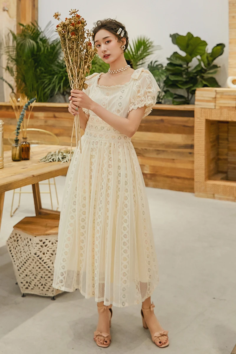 HAMALIEL Vintage Blue Lace Holiday Long Dress Summer Women Short Sleeve Hollow Out Elegant Patchwork Maxi Beach Vestidos | Женская