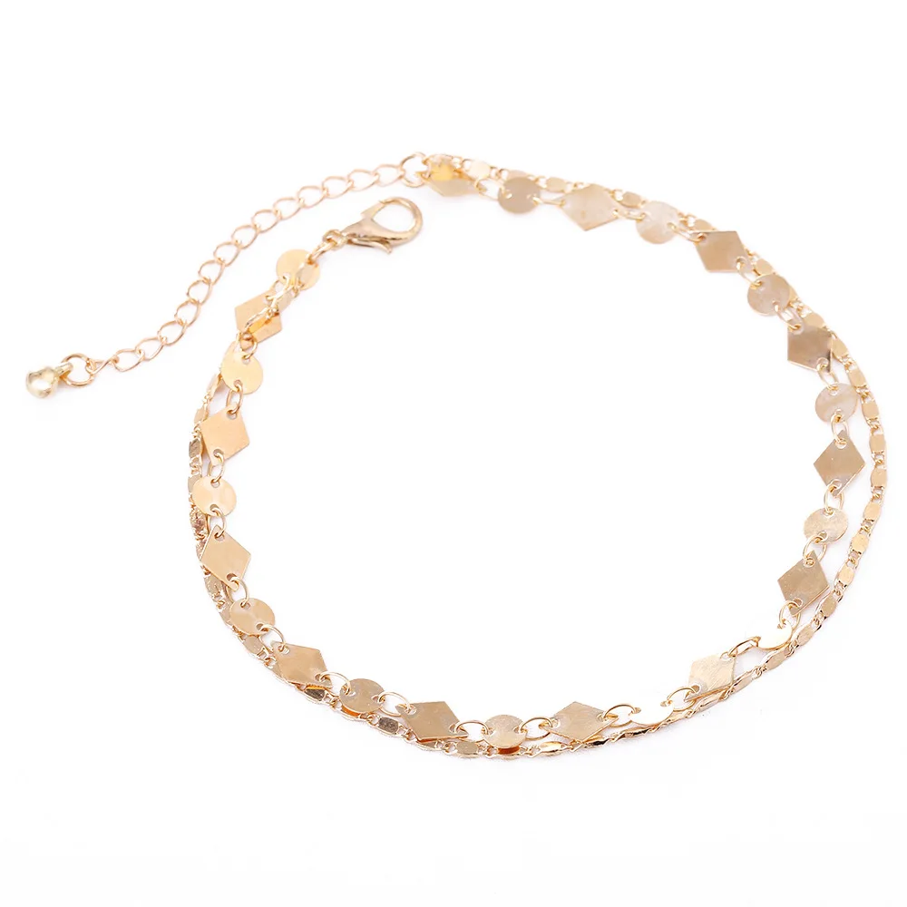 Simple Beach Multilayer Foot Chain Anklets Gold Silver Geometric Sequins Adjustable Footchain Anklet Bracelet for Women Jewelry
Simple Beach Multilayer Foot Chain Anklets Gold Silver Geometric Sequins Adjustable Footchain Anklet Bracelet for Women Jewelry