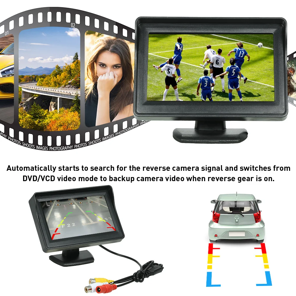 4.3" Car TFT LCD Monitor Wireless Transmitter Receiver Backup Reverse Camera Parking System Night Vision
4.3" Car TFT LCD Monitor Wireless Transmitter Receiver Backup Reverse Camera Parking System Night Vision