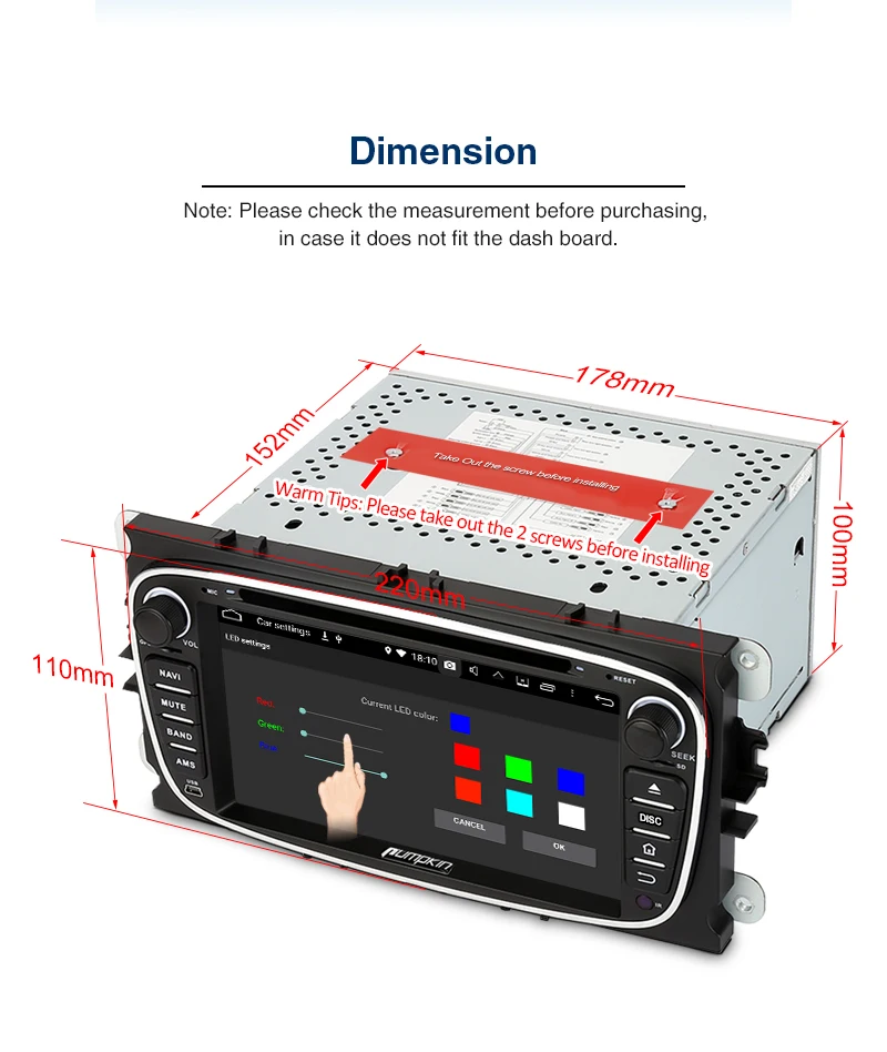 Тыква 2 Din 7 "Android 9 0 автомобильный DVD плеер GPS навигация Восьмиядерный стерео для