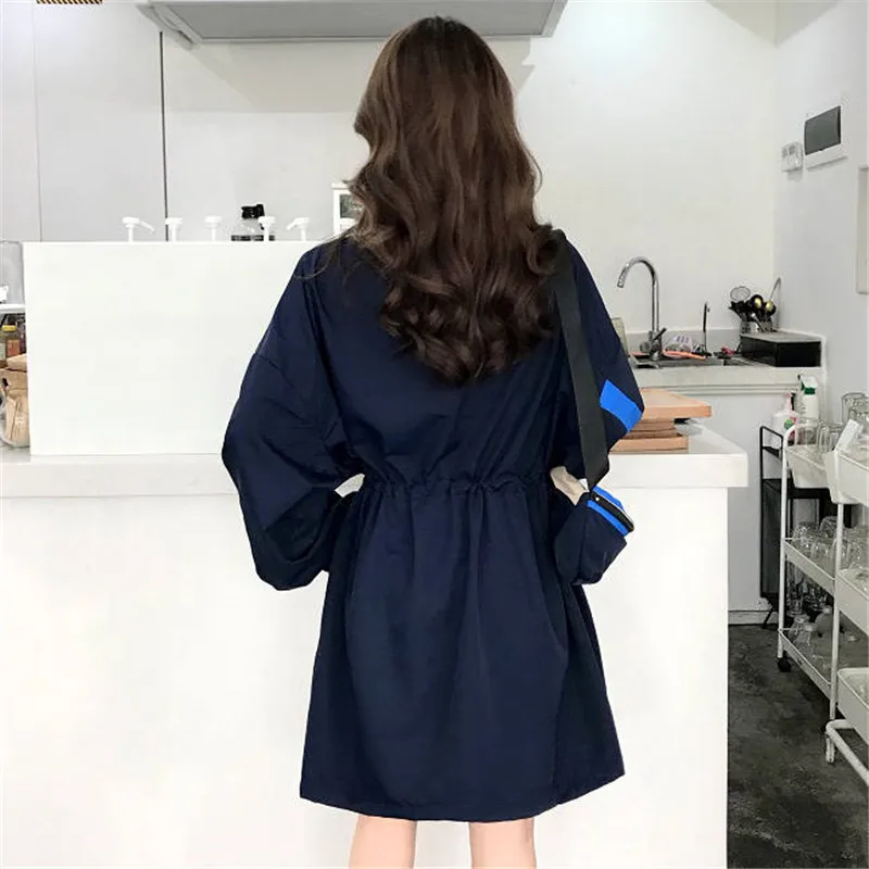 Женская ветровка средней длины в Корейском стиле свободное повседневное пальто