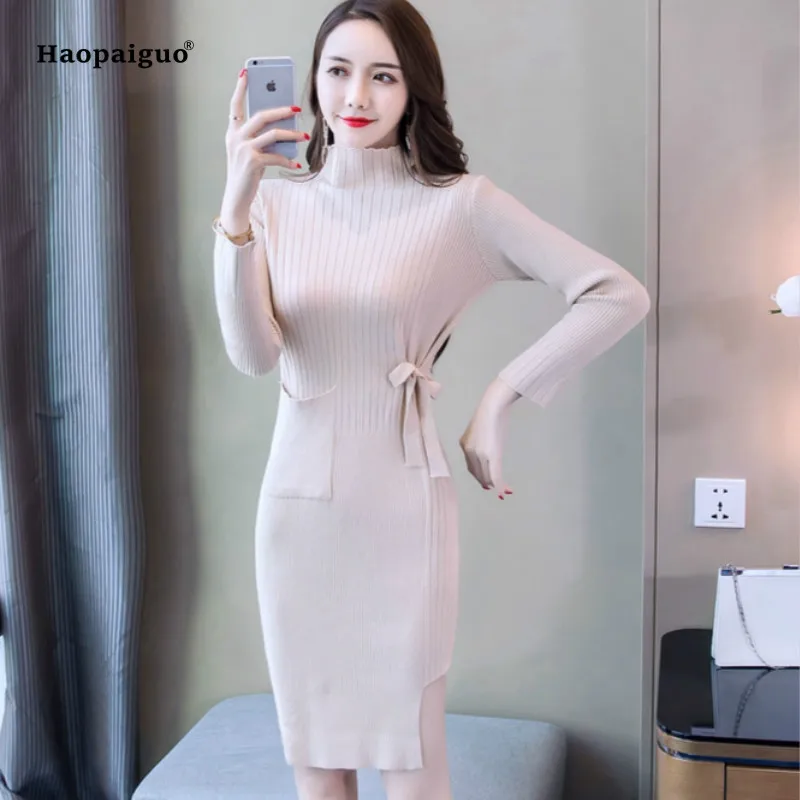 2018 Solid Asymmetrical Dress Autumn Women Black Khaki Long Sleeve Stand Knitting Vintage Elegant Dress Office Lady Club Dresses
2018 Solid Asymmetrical Dress Autumn Women Black Khaki Long Sleeve Stand Knitting Vintage Elegant Dress Office Lady Club Dresses