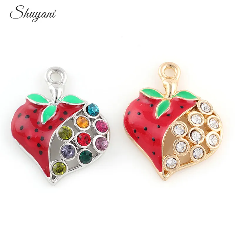 25*20mm Gold Silver Plated Crystal Red Strawberry Charms Pendant Jewelry Findings Fit Bracelet Necklace Making
25*20mm Gold Silver Plated Crystal Red Strawberry Charms Pendant Jewelry Findings Fit Bracelet Necklace Making