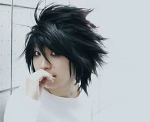 Бесплатная доставка Death Note L Косплэй парик L. Lawliet дешевые короткие Стильные черные