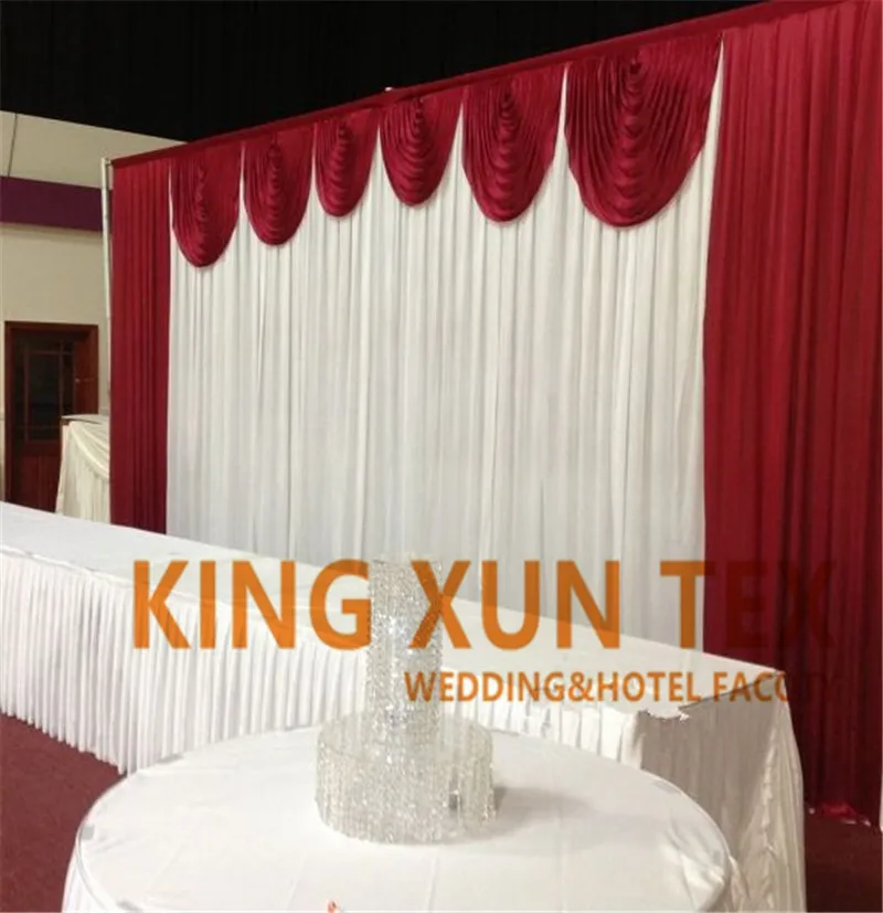 White And Burgundy Ice Silk Wedding Backdrop Curtain Stage Background Drapery Valance Event Party Decoration
White And Burgundy Ice Silk Wedding Backdrop Curtain Stage Background Drapery Valance Event Party Decoration