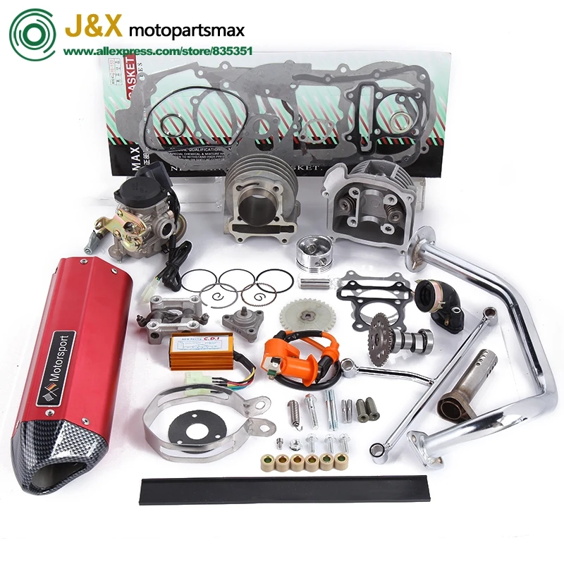 GY6 50 80 upgrade 100 cc 137QMA QMB139 4-тактный комплект цилиндров, головка гоночного выхлопного вала, распредвала, масляные шестерни
GY6 50 80 upgrade 100 cc 137QMA QMB139 4-тактный комплект цилиндров, головка гоночного выхлопного вала, распредвала, масляные шестерни