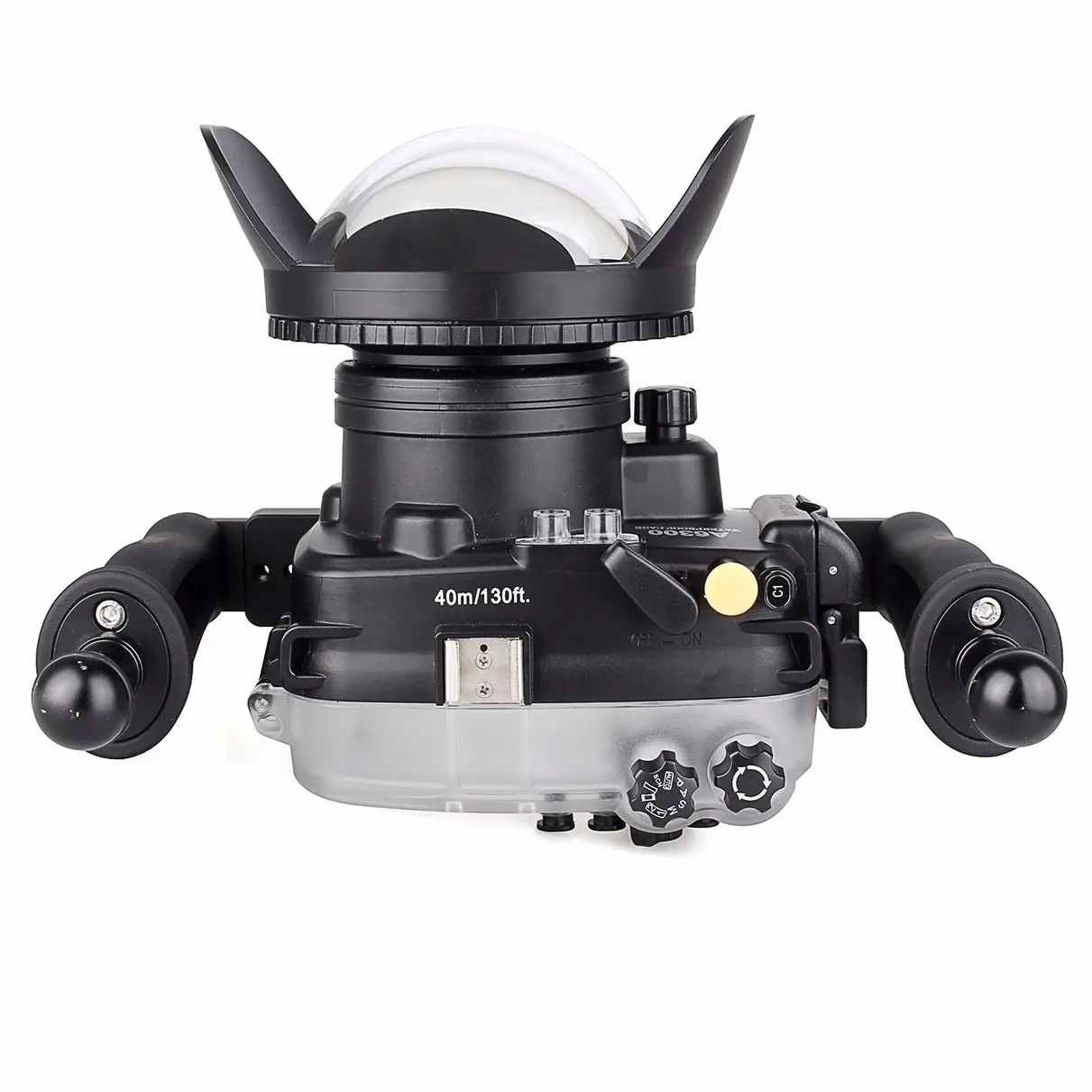 40m/130ft Waterproof Underwater Camera Housing Case for A6300 16-50mm Lens + Tray + Red Filter + 67mm Round Fisheye
40m/130ft Waterproof Underwater Camera Housing Case for A6300 16-50mm Lens + Tray + Red Filter + 67mm Round Fisheye