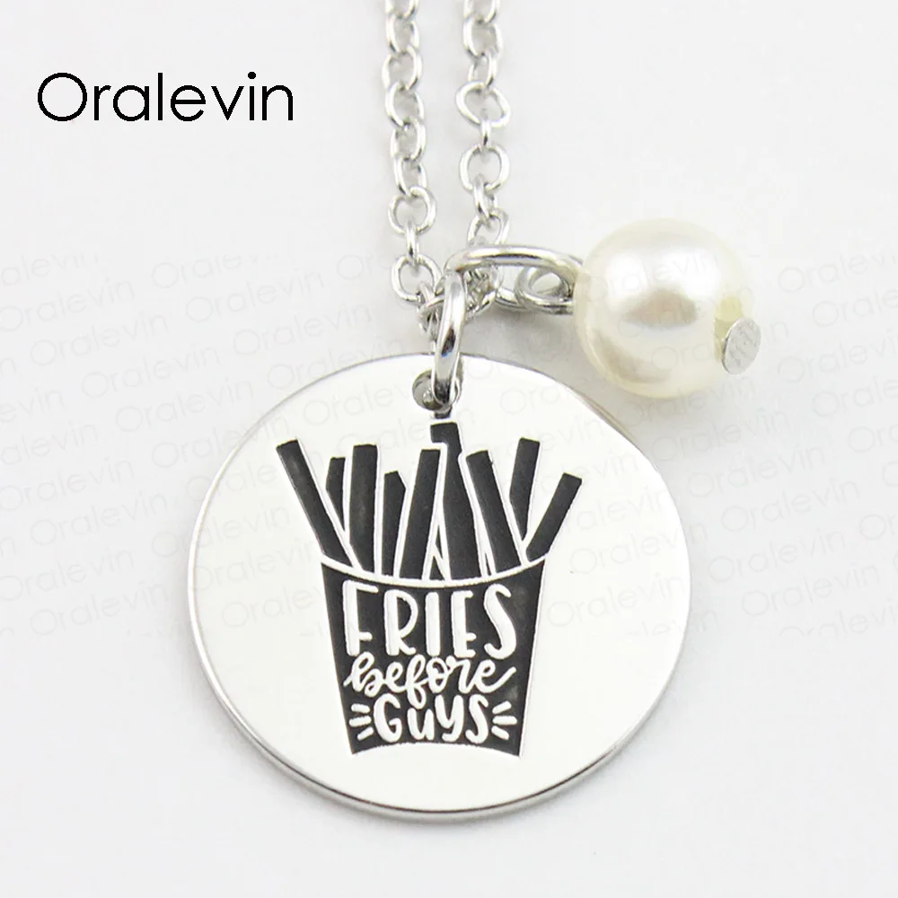 FRIES BEFORE GUYS Inspirational Stamped Hand Engraved Accessories Custom Pendant Necklace for women Jewelry,10Pcs/Lot, #LN886
FRIES BEFORE GUYS Inspirational Stamped Hand Engraved Accessories Custom Pendant Necklace for women Jewelry,10Pcs/Lot, #LN886