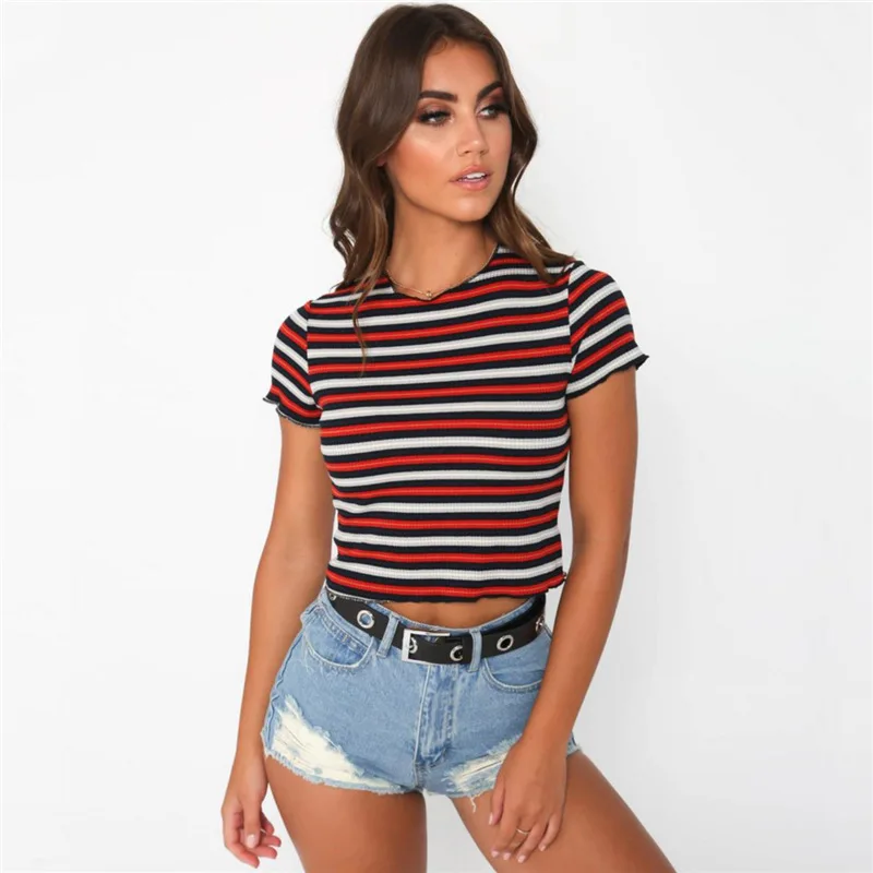Women T-Shirts Red White Striped O-Neck Short Sleeve Casual Streetwear Base T-Shirts 2019 New Summer
Women T-Shirts Red White Striped O-Neck Short Sleeve Casual Streetwear Base T-Shirts 2019 New Summer