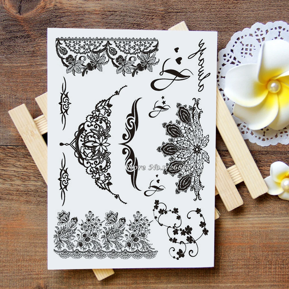 Waterproof Metallic Gold Silver White Temporary Tattoo For Black India Henna Tattoo Love Flower Pattern #016
Waterproof Metallic Gold Silver White Temporary Tattoo For Black India Henna Tattoo Love Flower Pattern #016
