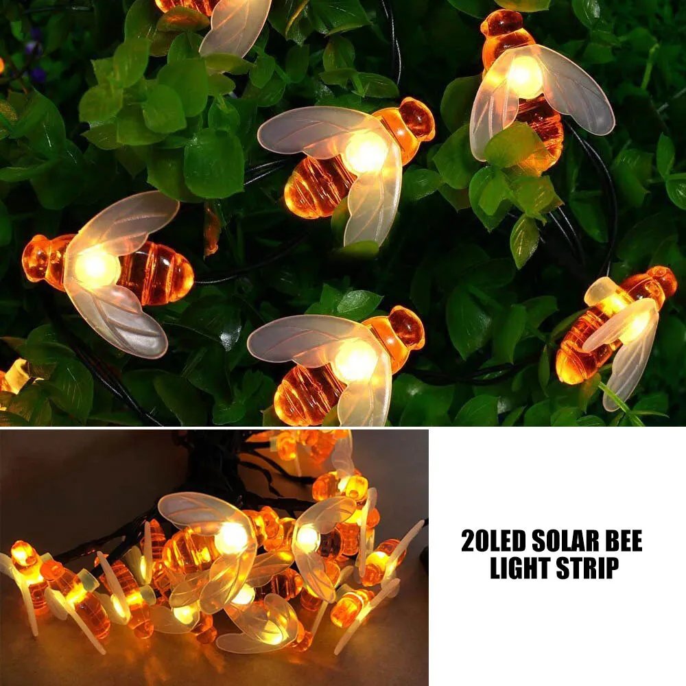 20Led солнечный мед пчела свет полоса теплый белый/цвет для рождественской
