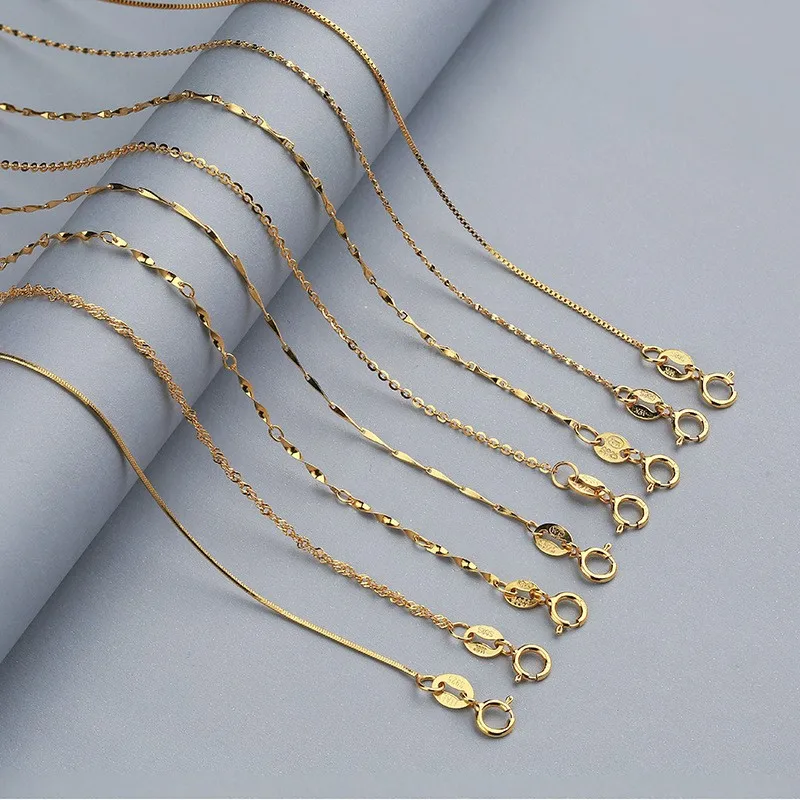 Lo Paulina 100% 925 Sterling Silver Water-wave Chain For Woman 40cm/45cm Chain Necklace Gold/Rose Gold Color LP003
Lo Paulina 100% 925 Sterling Silver Water-wave Chain For Woman 40cm/45cm Chain Necklace Gold/Rose Gold Color LP003