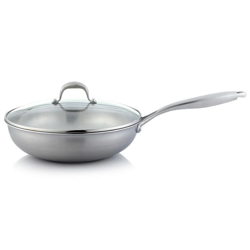 Youtai 28cm stainless steel high quality frying pan non-stick non-coating no lampblack energy-efficient woks with glass cover | Дом и сад