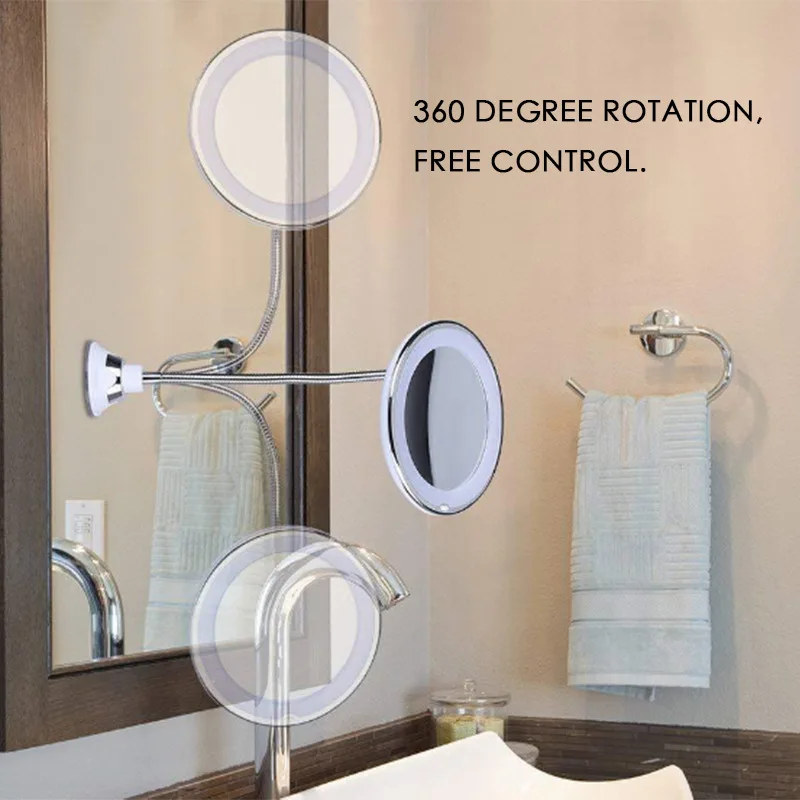 360 Degree 5X 10X Folding Mirror My Flexible Mirror with LED Light Rotating Magnifying Makeup Make Up Free Drop Shipping
360 Degree 5X 10X Folding Mirror My Flexible Mirror with LED Light Rotating Magnifying Makeup Make Up Free Drop Shipping