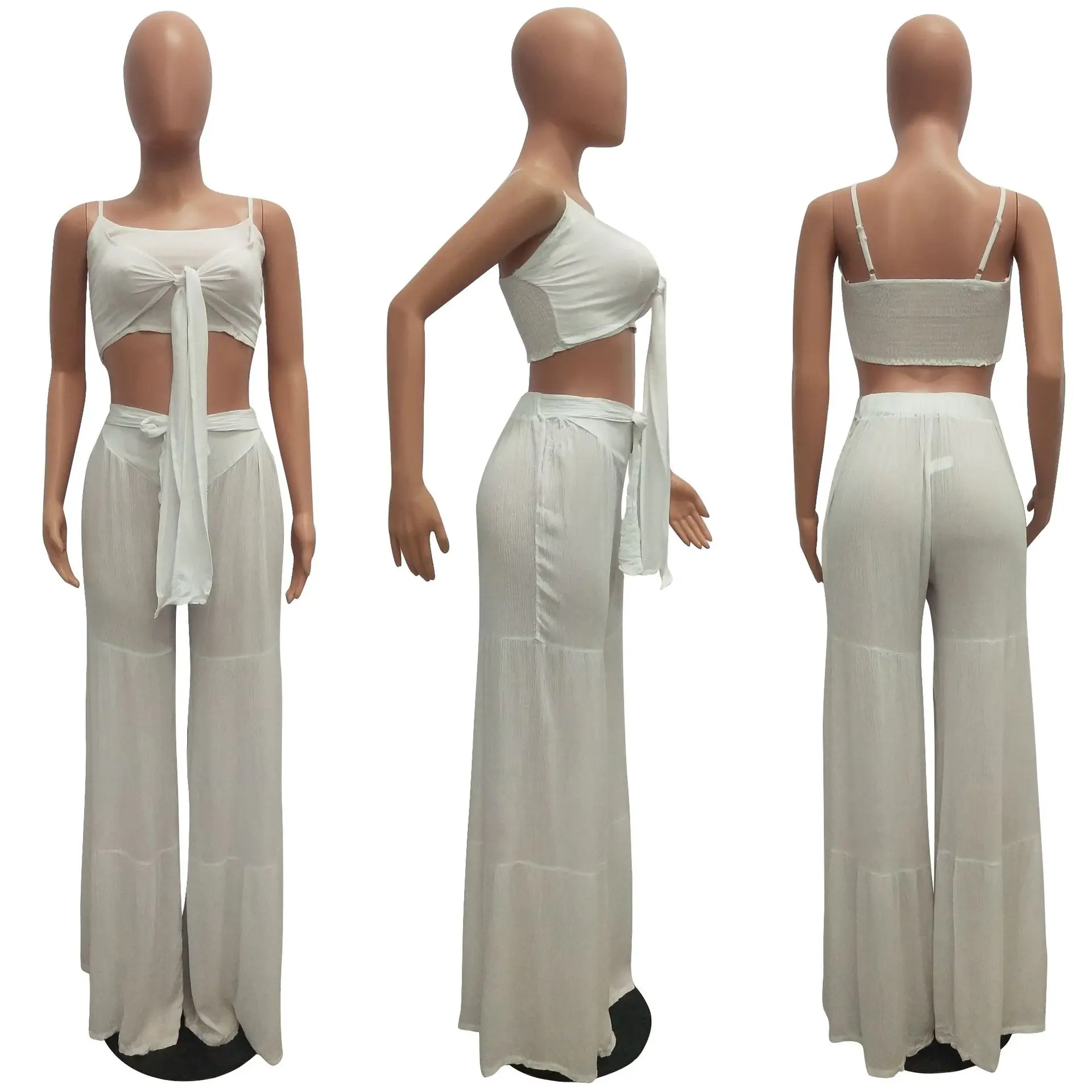 Fashion Sexy Solid Strap Strapless Crop Top With Loose Pants Elastic Women Two Piece Suits Plus Size 4 Colors
Fashion Sexy Solid Strap Strapless Crop Top With Loose Pants Elastic Women Two Piece Suits Plus Size 4 Colors