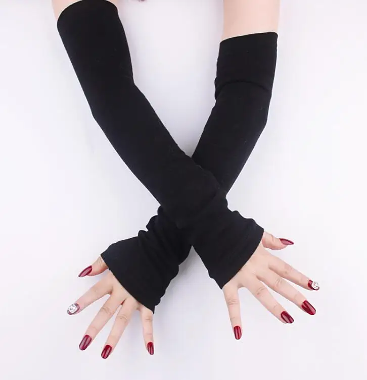 Women's autumn winter cotton knitted long glove female solid black sexy fingerless long arm sleeve driving glove 40cm R1334
Women's autumn winter cotton knitted long glove female solid black sexy fingerless long arm sleeve driving glove 40cm R1334
