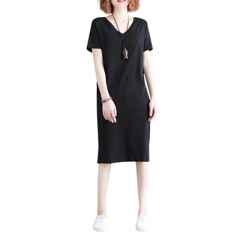 Spring summer T Shirt Dress Women Short Sleeves Cotton Casual Sexy V Neck Patchwork Mesh Casual Dress Lady big size Loose dress
Spring summer T Shirt Dress Women Short Sleeves Cotton Casual Sexy V Neck Patchwork Mesh Casual Dress Lady big size Loose dress