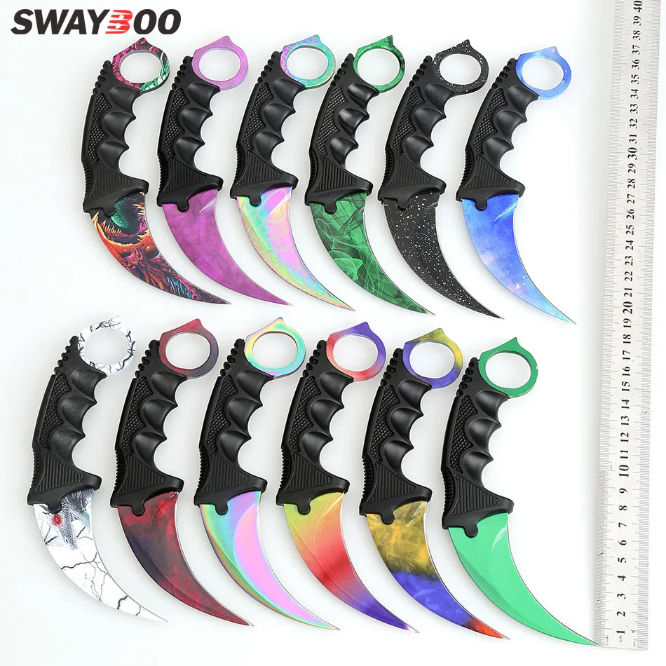 Swayboo настоящий CSGO Counter Strike Karambit нож с фиксированным лезвием, тактический охотничий Радужный нож для выживания с тигром
Swayboo настоящий CSGO Counter Strike Karambit нож с фиксированным лезвием, тактический охотничий Радужный нож для выживания с тигром