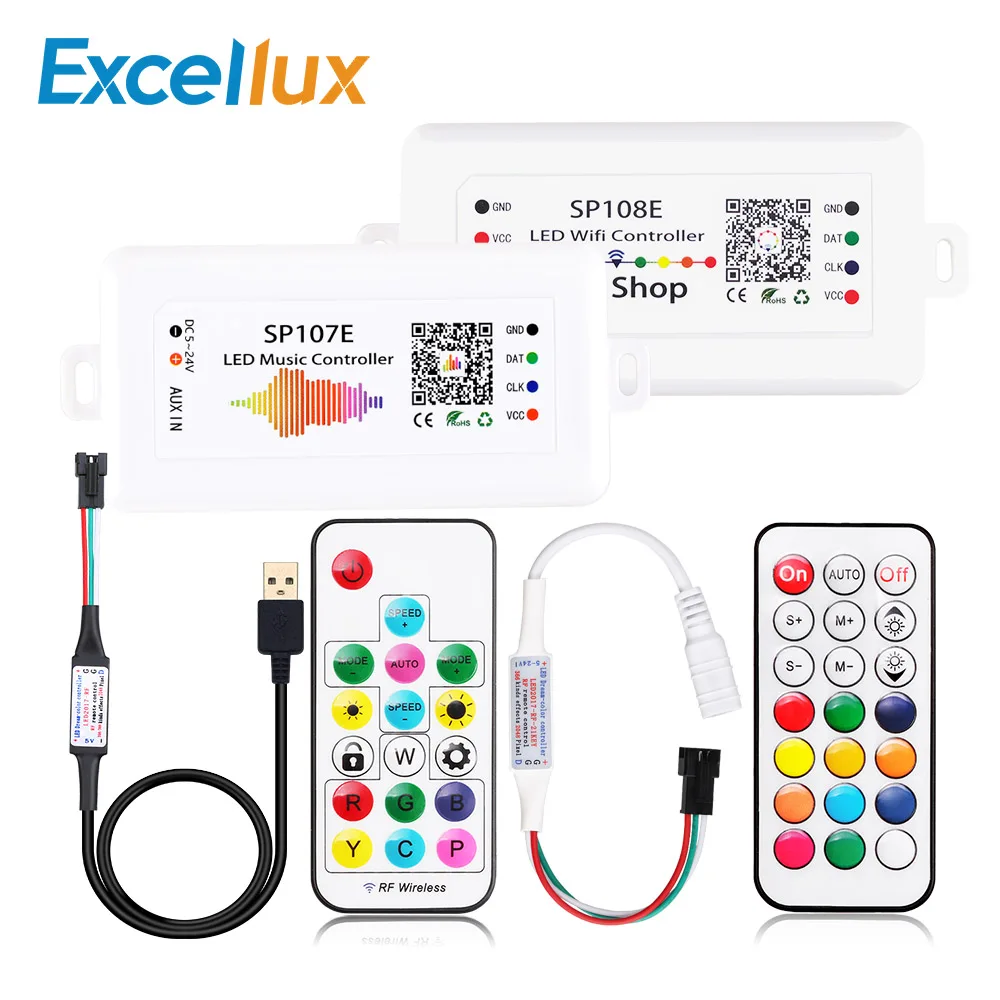 SP107E 5-24V ws2811 ws2812b Controller Bluetooth Music Wifi Controller Smart Led Controller For Led Pixel Strip ws2812 SP110E
SP107E 5-24V ws2811 ws2812b Controller Bluetooth Music Wifi Controller Smart Led Controller For Led Pixel Strip ws2812 SP110E