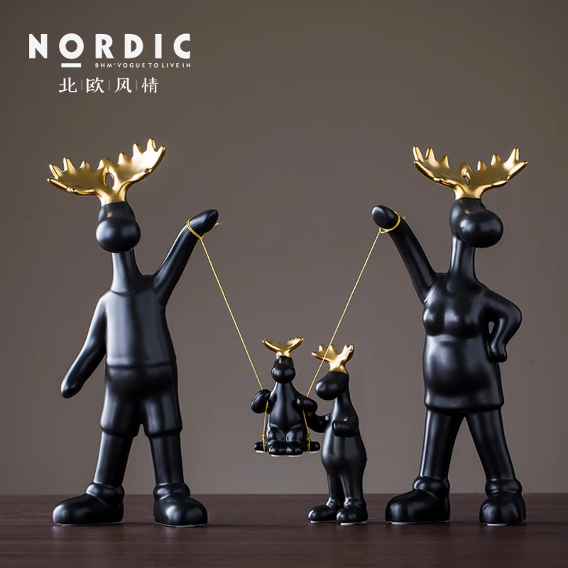 Black ceramic family four deer statue home decor crafts room decoration ornament porcelain animal figurines wedding decoration
Black ceramic family four deer statue home decor crafts room decoration ornament porcelain animal figurines wedding decoration