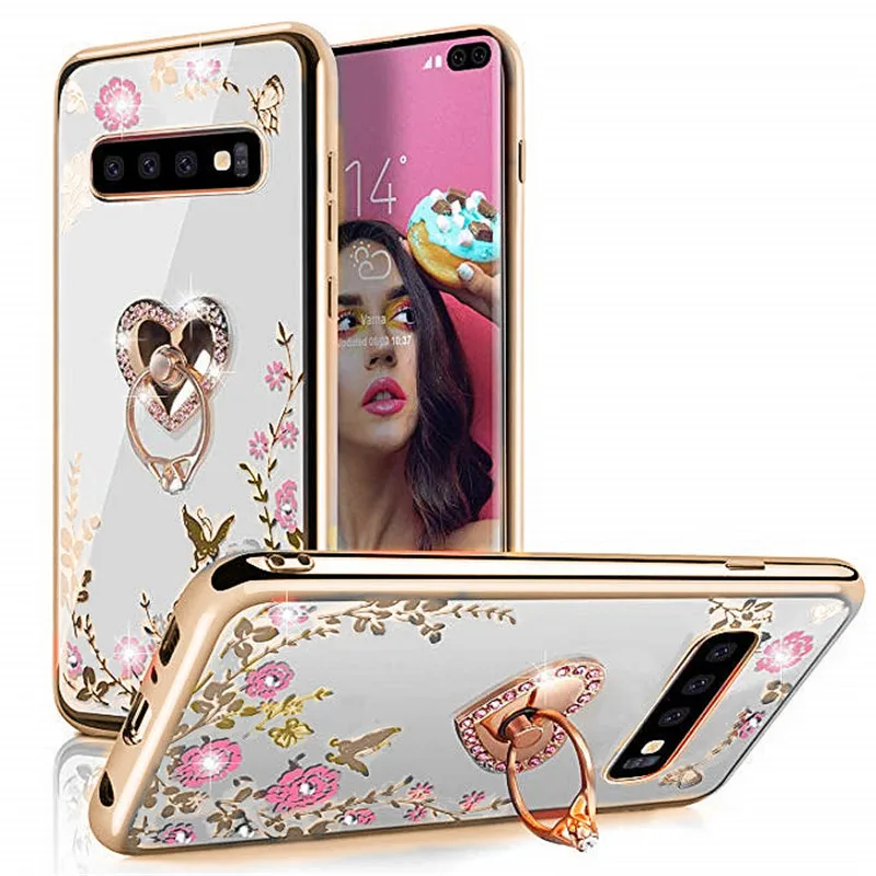 Блестящий чехол с цветами для Samsung Galaxy A11 A10 A20 A40 A50 A70 S10 S10e S8 S9 J4 Plus J6 A8 A6 2018 Note 10 Lite 9 8