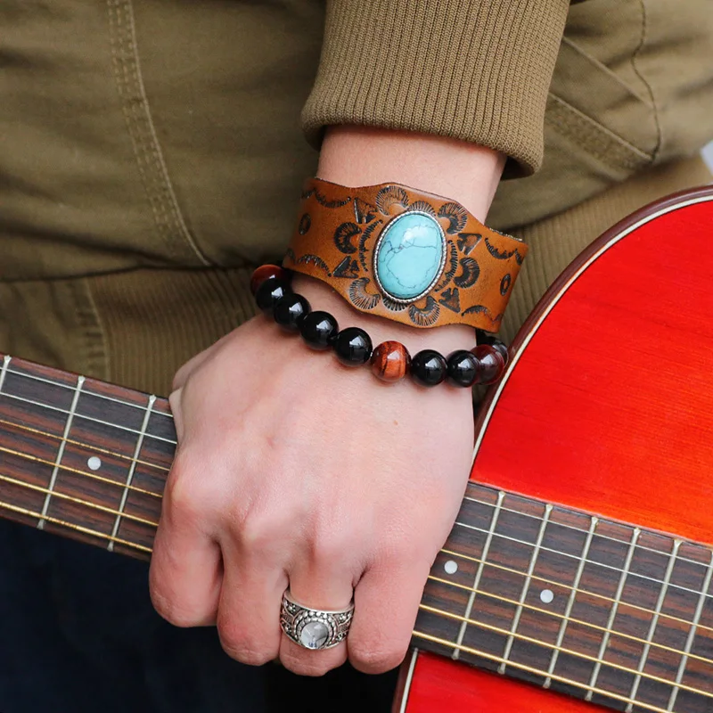 2020 New Wide Black Brown Genuine Leather Cuff Bracelet Male Female Boho Style Adjustable Couple Wrap Bracelets for Women Men
2020 New Wide Black Brown Genuine Leather Cuff Bracelet Male Female Boho Style Adjustable Couple Wrap Bracelets for Women Men
