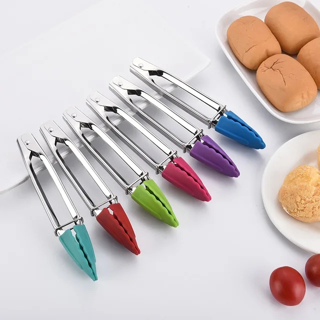 Kitchen Tools Utensils 7 Inch Colorful Silicone handle Stainless steel food clips Steak Bread Barbecue Clamp clip 6pc/lot
Kitchen Tools Utensils 7 Inch Colorful Silicone handle Stainless steel food clips Steak Bread Barbecue Clamp clip 6pc/lot
