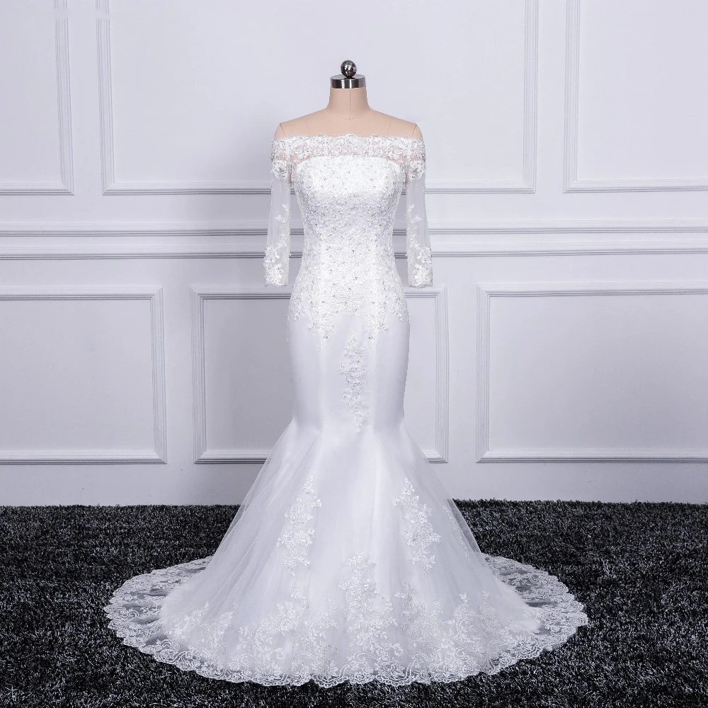 Off the Shoulder mermaid Wedding Dress Long Sleeve Emboridry with Beading Court Train White Color Vintage Wedding Gown
Off the Shoulder mermaid Wedding Dress Long Sleeve Emboridry with Beading Court Train White Color Vintage Wedding Gown