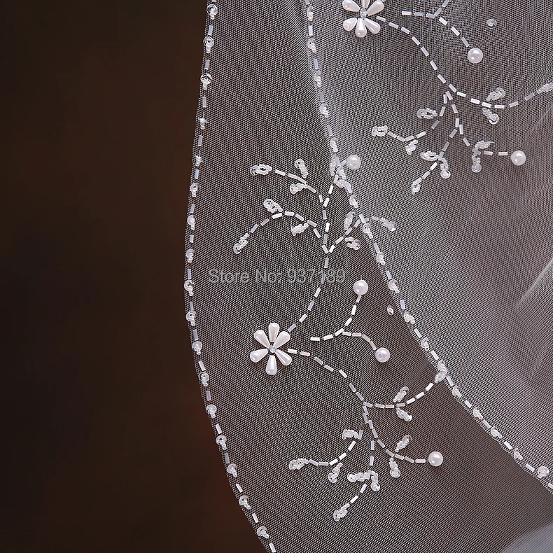 2019 Elegant One Layer Tulle Short Veils White Ivory Wedding Veil Waist Length Bridal Veil
