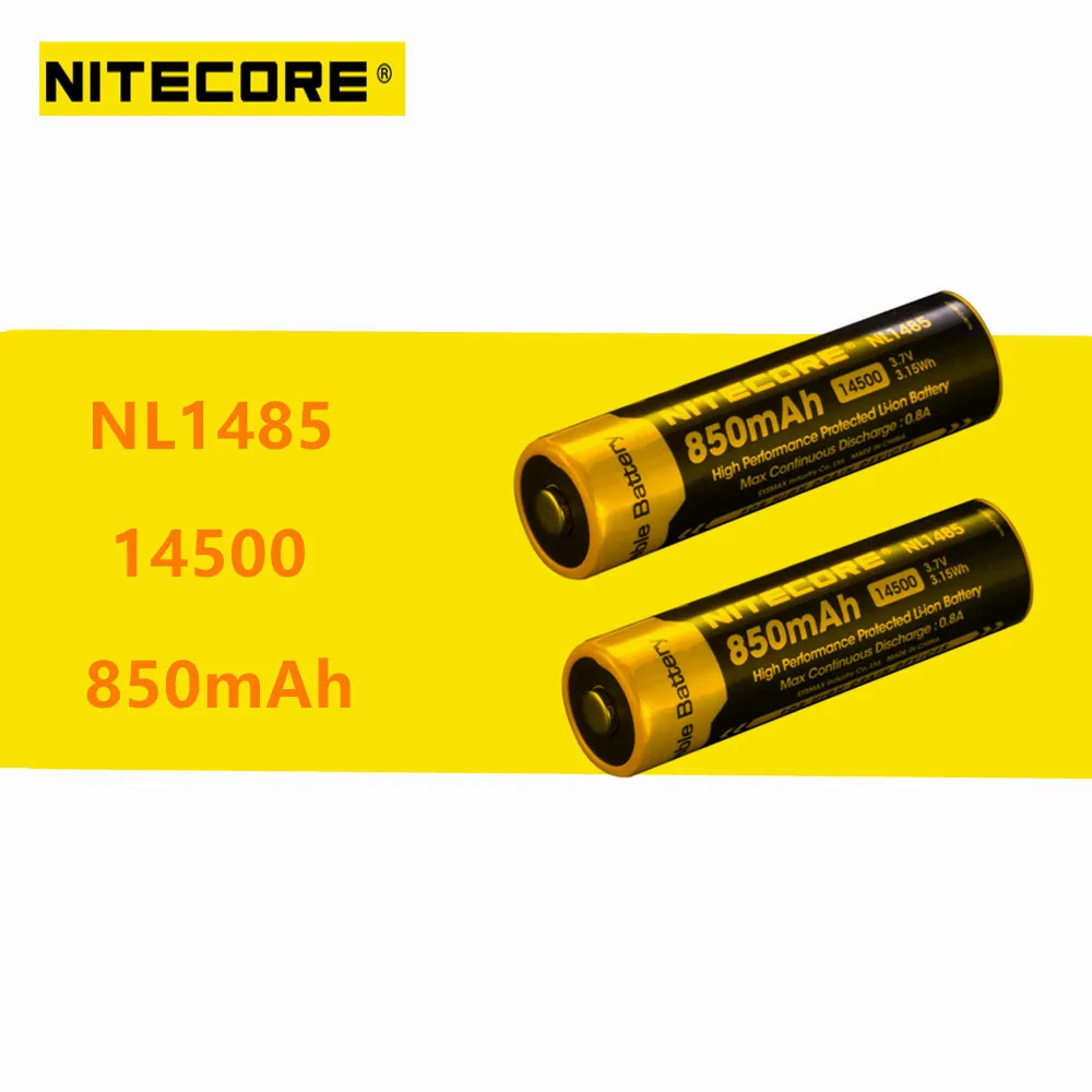 Литий ионный аккумулятор NiteCore NL1485 14500 3 7 в 850 мАч|Перезаряжаемые батареи| |