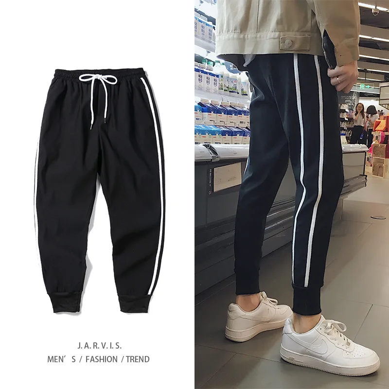 Outdoor 2021 Spring Autumn elastic waist harem striped track trousers men hip hop teenagers ankle length pencil pants men
Outdoor 2021 Spring Autumn elastic waist harem striped track trousers men hip hop teenagers ankle length pencil pants men